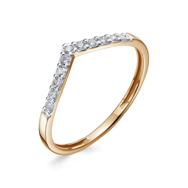 Кольцо  из красного золота с выращенным бриллиантом