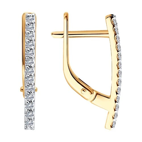 Серьги  из красного золота с природным бриллиантом