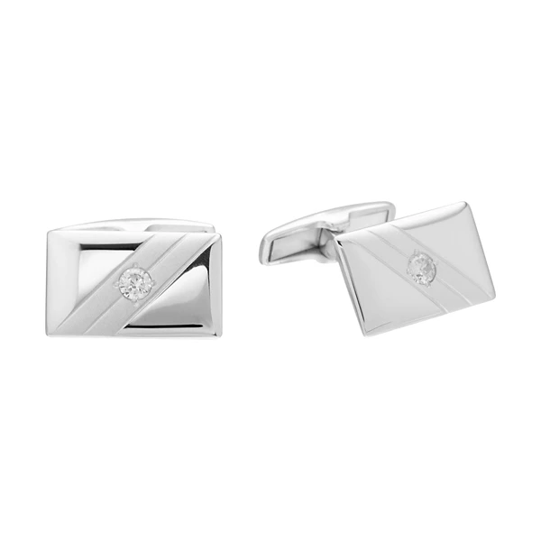 Запонки  серебряные с фианитом