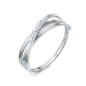 Кольцо «Дельта» из белого золота с фианитом