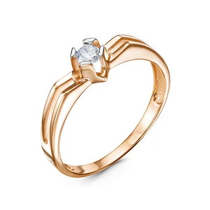 Кольцо  из красного золота с фианитом