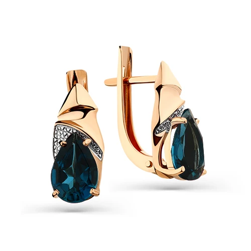 Серьги  из красного золота с топазом