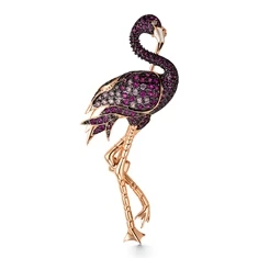 Брошь  из серебра с позолотой с фианитом