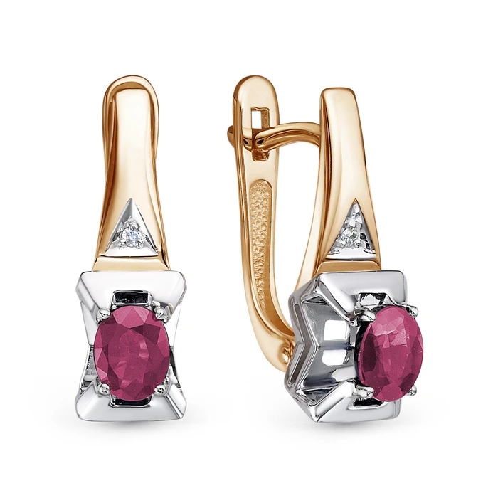 Серьги  из красного золота с рубином