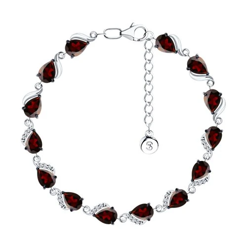 Браслет  серебряный с гранатом