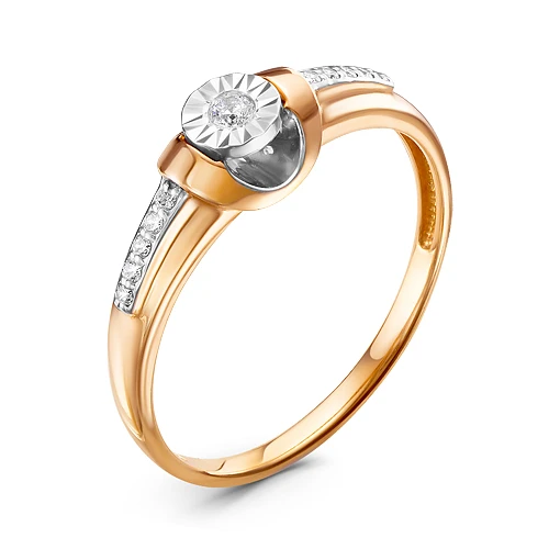 Кольцо  из красного золота с природным бриллиантом