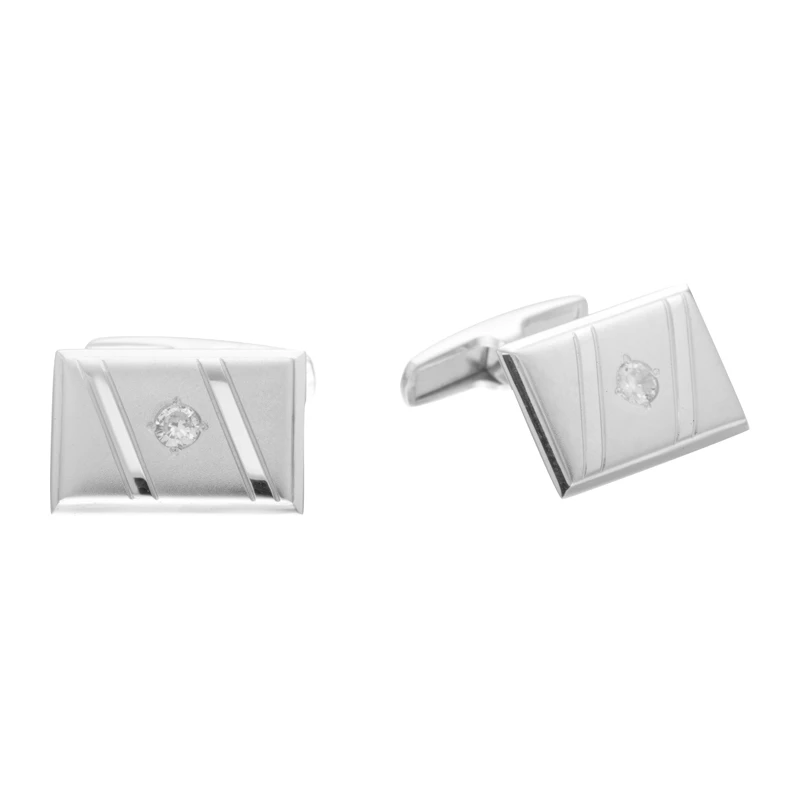 Запонки  серебряные с фианитом