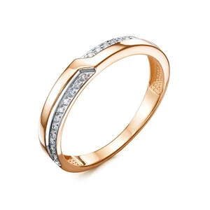 Кольцо  из красного золота с фианитом