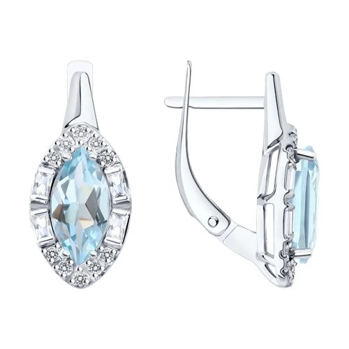 Серьги  из белого золота с топазом