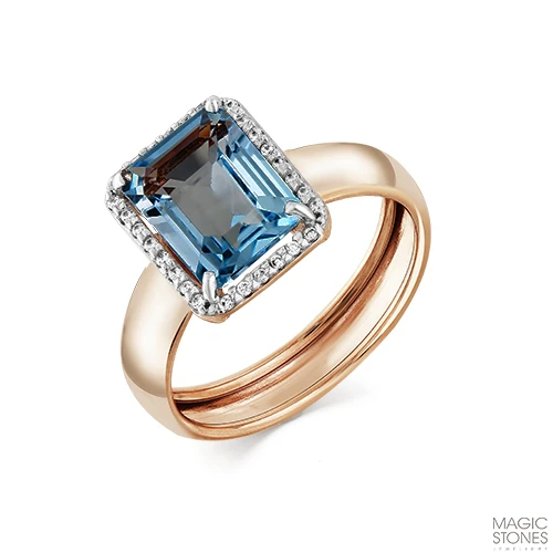 Кольцо  из красного золота с топазом