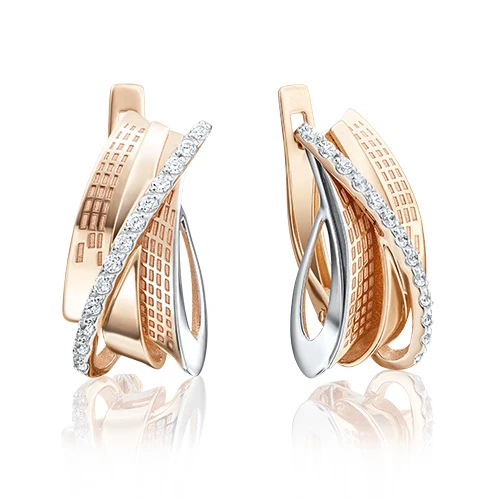 Серьги  из красного золота с фианитом