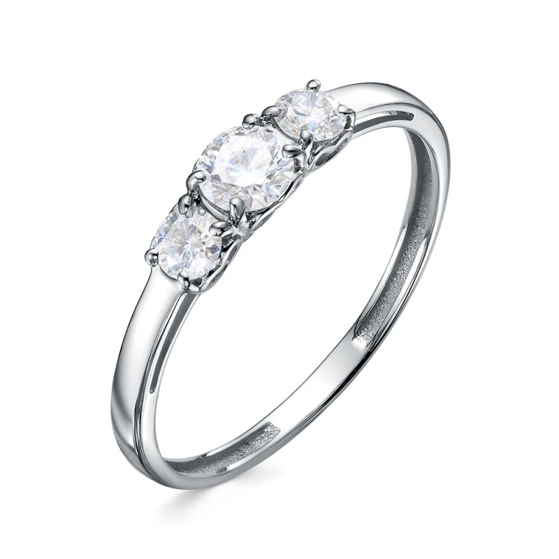 Кольцо  из белого золота с выращенным бриллиантом