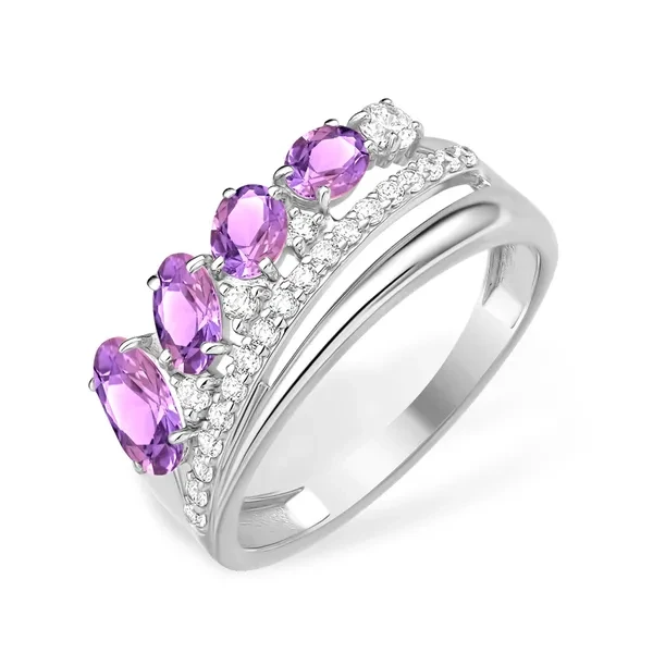 Кольцо  серебряное с аметистом