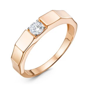 Кольцо «Дельта» из красного золота с фианитом