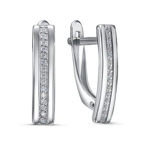 Серьги «Дельта» серебряные с фианитом