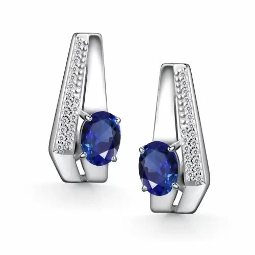 Серьги  серебряные с сапфиром