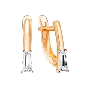 Серьги  из красного золота с фианитом