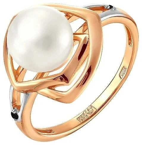 Кольцо  из красного золота с жемчугом
