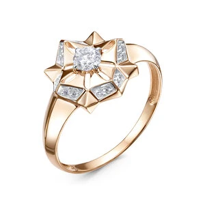 Кольцо «Дельта» из красного золота с фианитом