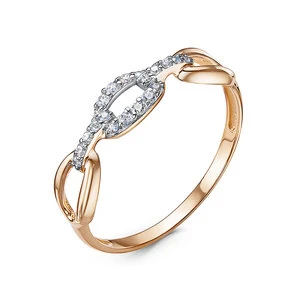 Кольцо «Дельта» из красного золота с фианитом