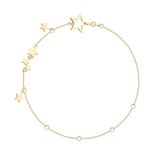 Браслет  из красного золота с фианитом