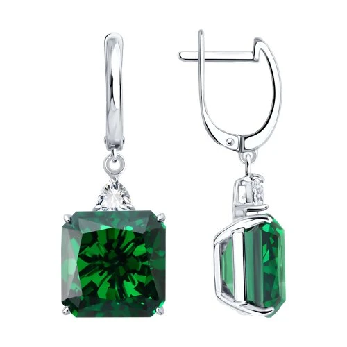 Серьги  серебряные с фианитом