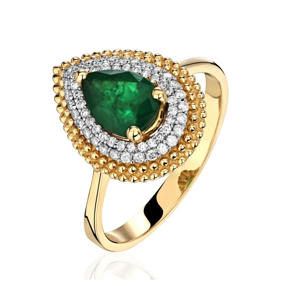 Кольцо «SARGON» золотое с изумрудом