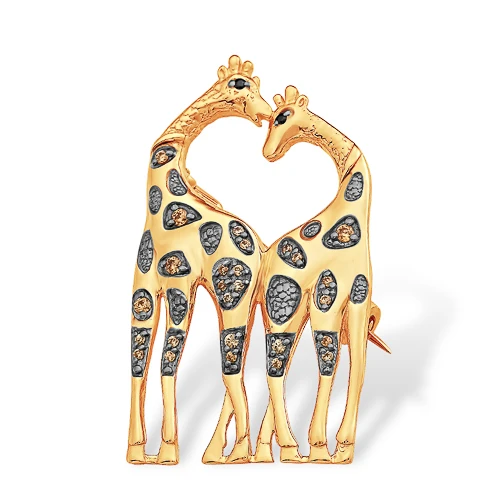 Брошь  из красного золота с фианитом