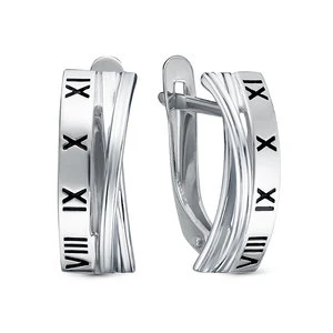 Серьги «Дельта» из белого золота с эмалью