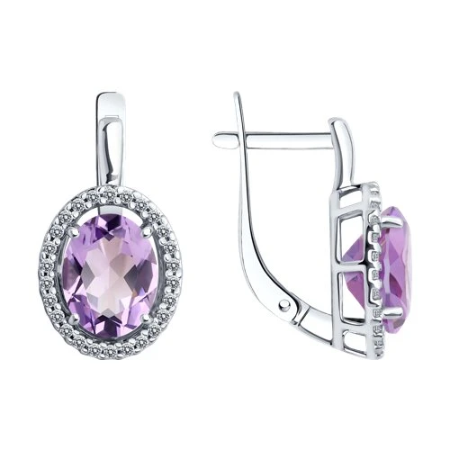 Серьги  серебряные с аметистом