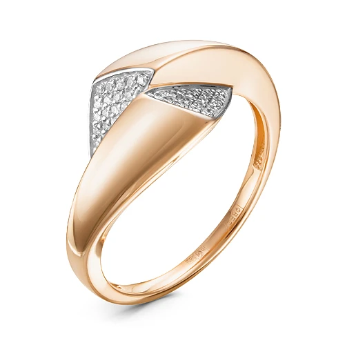 Кольцо  из красного золота с природным бриллиантом