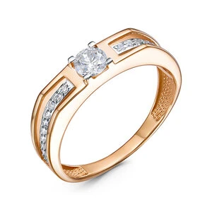 Кольцо «Дельта» из красного золота с фианитом
