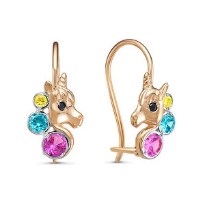 Серьги  из красного золота с фианитом