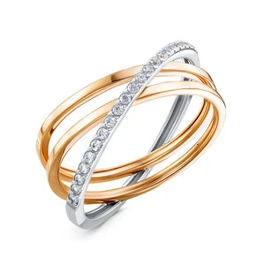 Кольцо «Дельта» из красного золота с фианитом