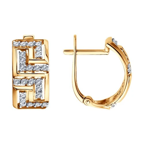 Серьги  из красного золота с фианитом