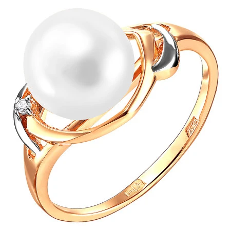 Кольцо  из красного золота с жемчугом