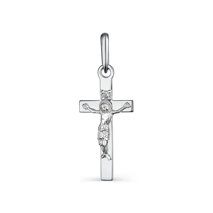 Подвеска  из белого золота с природным бриллиантом