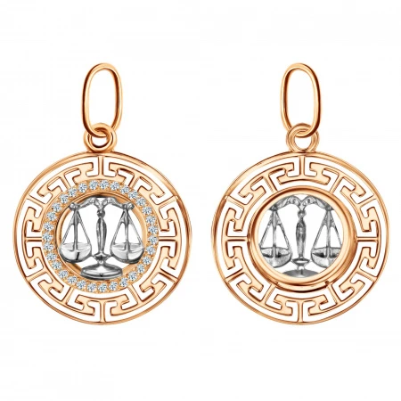 Подвеска  из комбинированного золота с фианитом