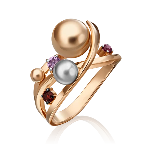 Кольцо  из красного золота с аметистом