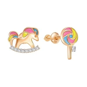 Серьги  из красного золота с фианитом