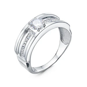 Кольцо «Дельта» серебряное с фианитом