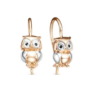 Серьги «Дельта» из красного золота с фианитом