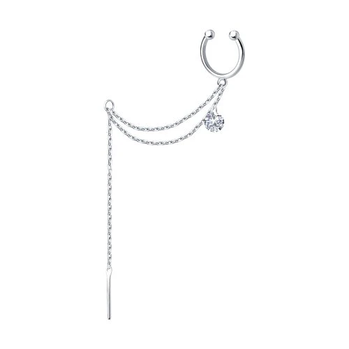 Пирсинг  серебряный с фианитом