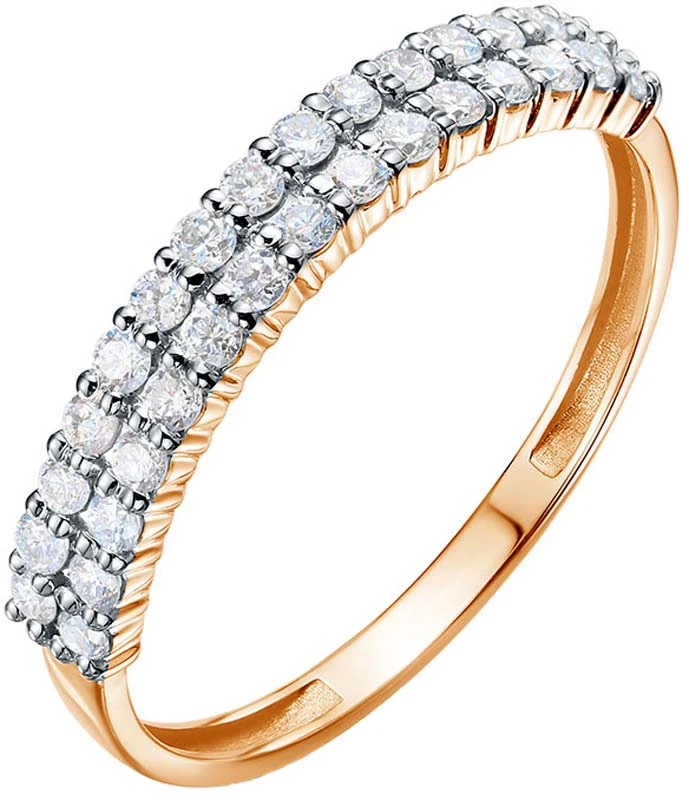 Кольцо  из красного золота с выращенным бриллиантом