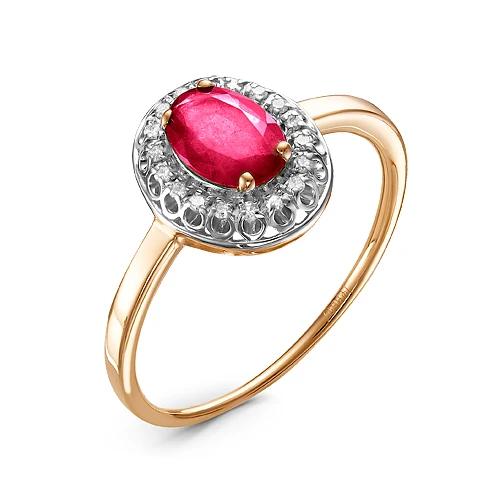 Кольцо  из красного золота с рубином