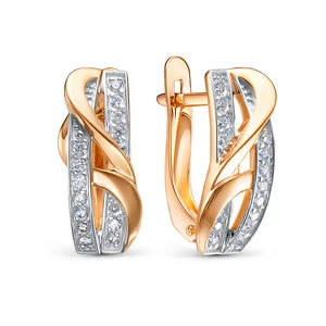 Серьги «Дельта» из красного золота с фианитом