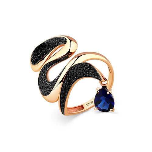 Кольцо  из красного золота со шпинелью