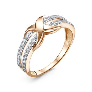 Кольцо «Дельта» из красного золота с фианитом