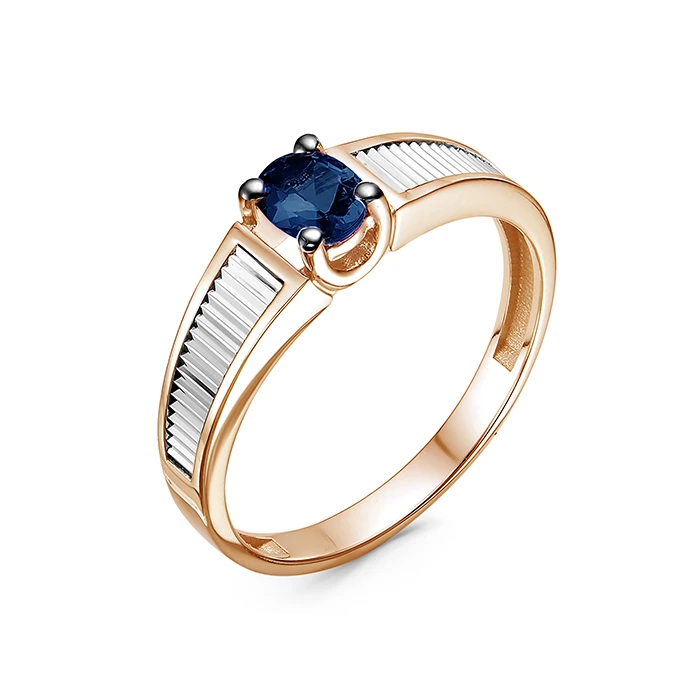 Кольцо  из комбинированного золота с сапфиром