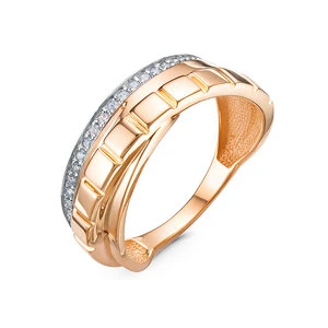 Кольцо «Дельта» из красного золота с фианитом